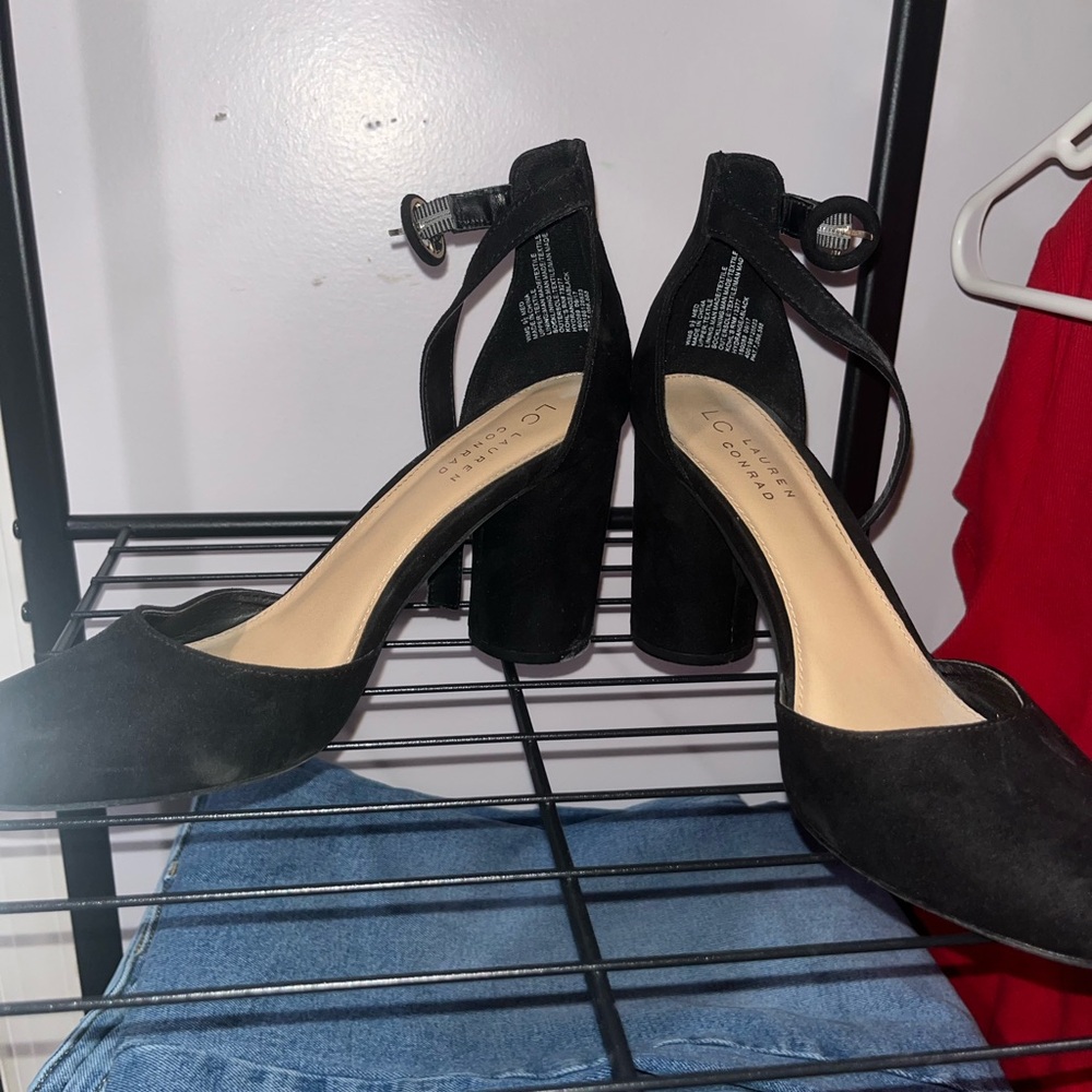 LC Lauren Conrad Black Ankle Strap Heels